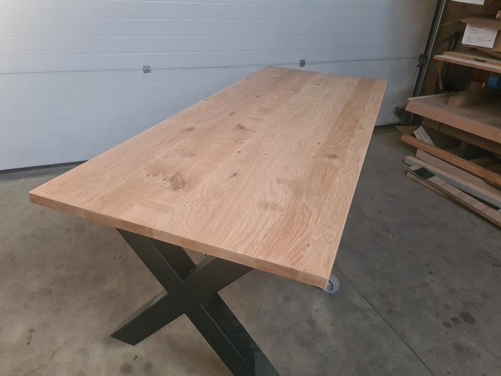 massief eiken tafel 240, Huis en Inrichting, Tafels | Eettafels, Ophalen, 50 tot 100 cm, Eikenhout, Rechthoekig
