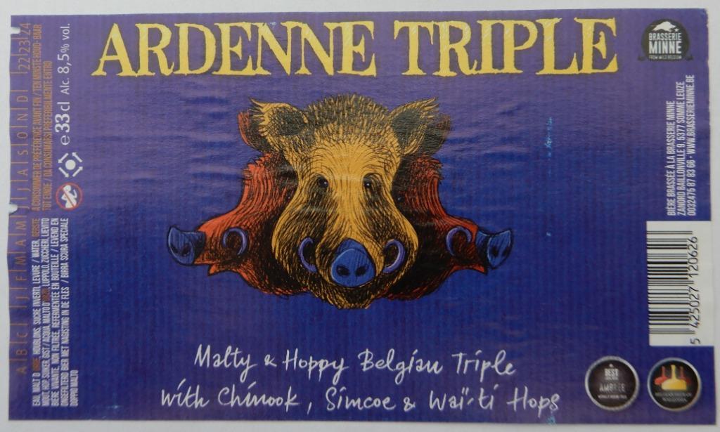 Etiquette bière Ardenne Tripel brasserie Minne (7s5), Enlèvement ou Envoi, Utilisé