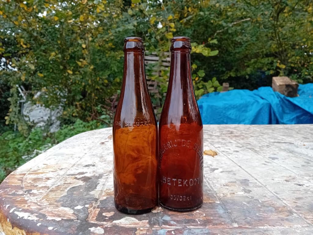 Oude vintage bierflessen brouwerij De Sleutel Betekom, Verzamelen, Biermerken, Ophalen of Verzenden