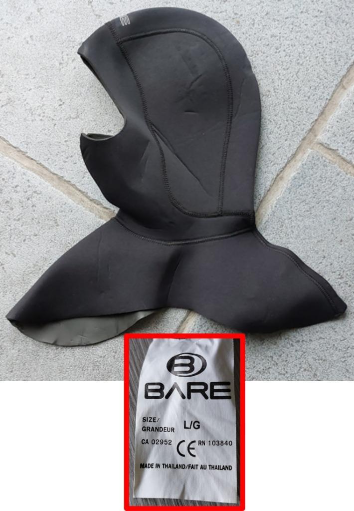 Duikkap Bare elastek wet hood 5mm maat L/G, Enlèvement ou Envoi, Comme neuf, Combinaison de plongée