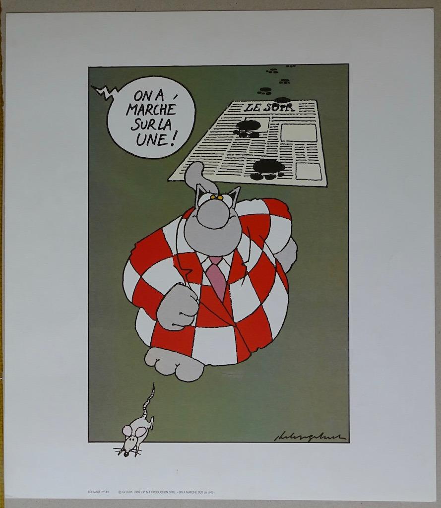 Le chat tirage offset on a marché sur la une, Philippe Geluck, Une BD, Comme neuf, Enlèvement