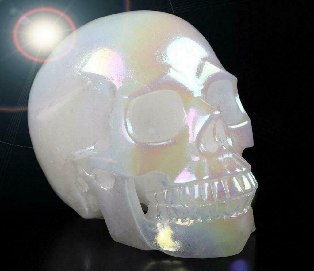 Regenboog Parelmoer Schedel Skull Doodshoofd Edelsteen, Verzamelen, Mineralen en Fossielen, Ophalen of Verzenden