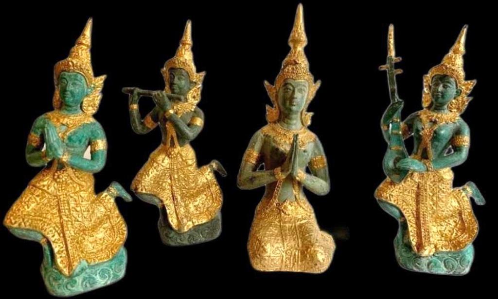 Brons Messing Verguld Set Beelden Thailand Boeddha Antiek, Verzenden