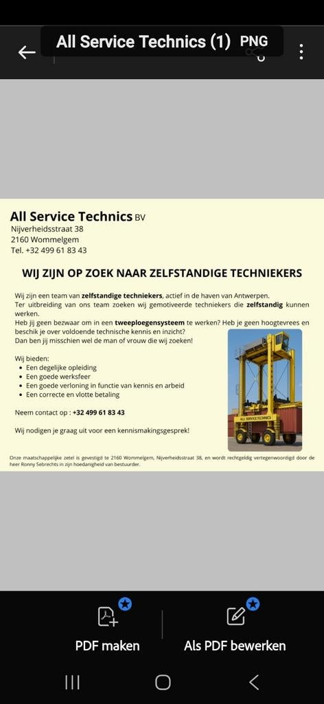 Dringend Zelfstandig technieker gezocht