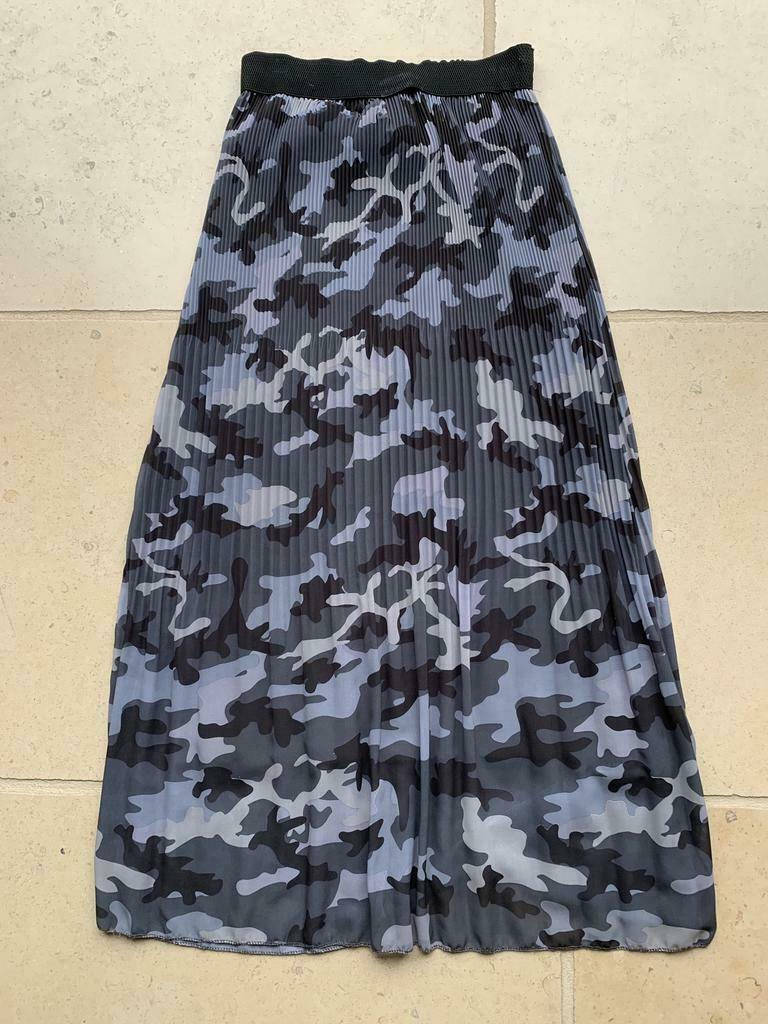 Jupe longue plissée pour femme motif militaire, Taille: 38, Taille 38/40 (M), Gris, Enlèvement ou Envoi, MET