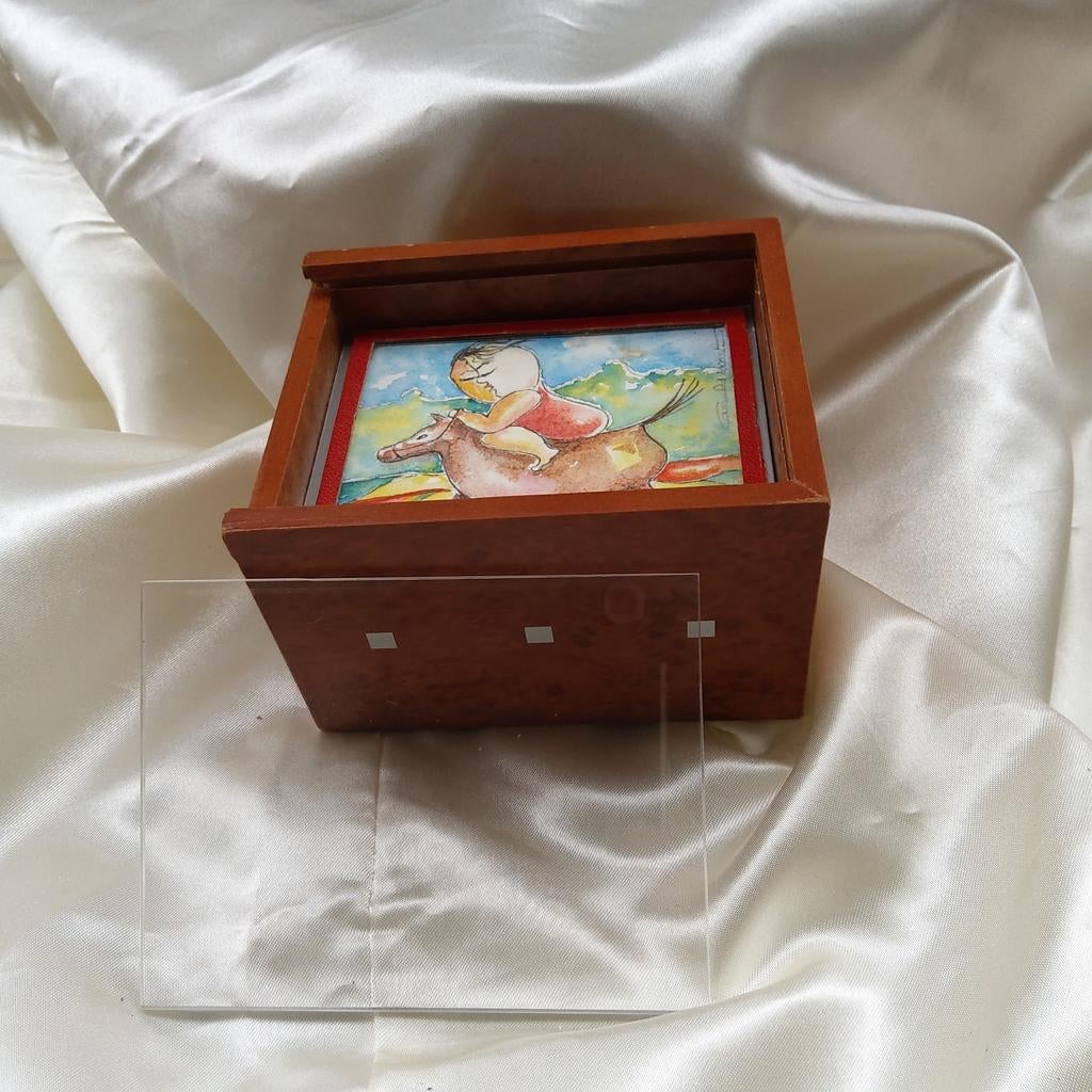 Box-Art: ingeboxte miniatuuraquarel., Antiek en Kunst, Ophalen of Verzenden