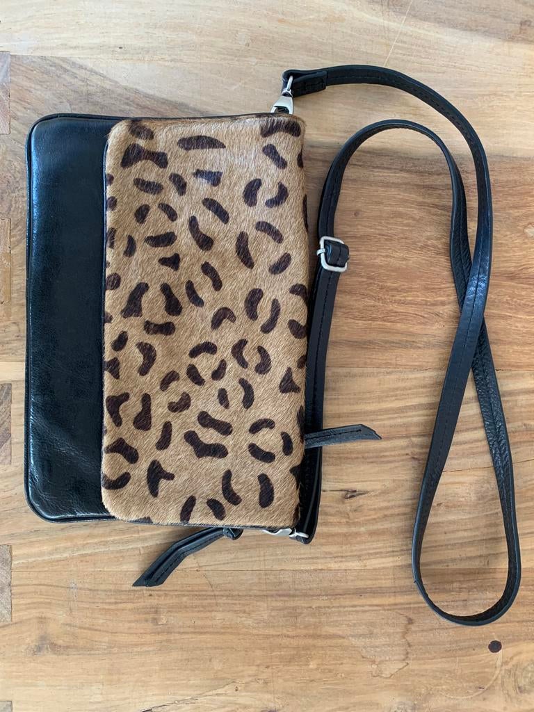 Stijlvol mooi handtasje zwart leer Manfield - NIEUW, Handtassen en Accessoires, Tassen | Schoudertassen, Zwart, Leer, Ophalen