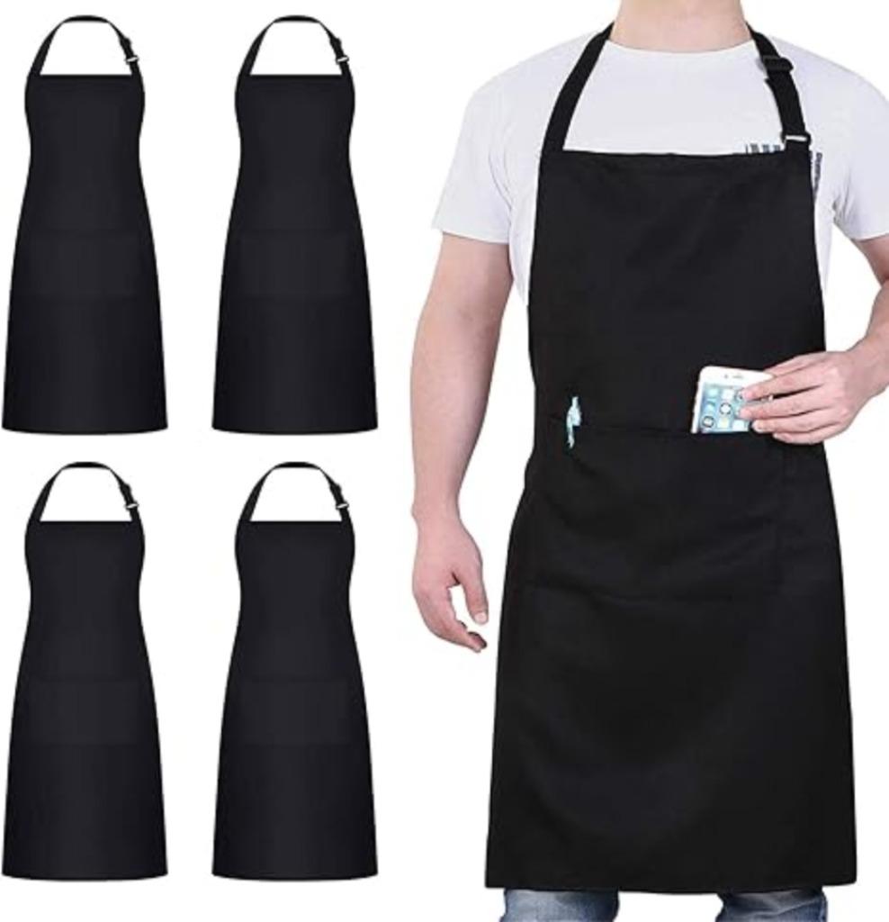 Tablier de cuisine | noir | avec 2 poches | Nouveau