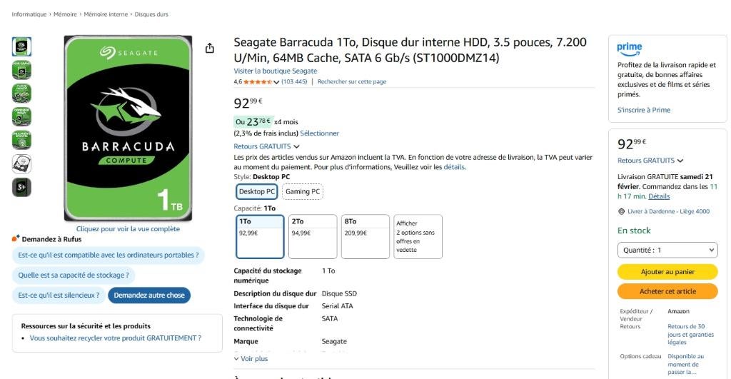6 Disques Dur Segeate 1To (Win11/Office), HDD, Reconditionné, Interne, Enlèvement