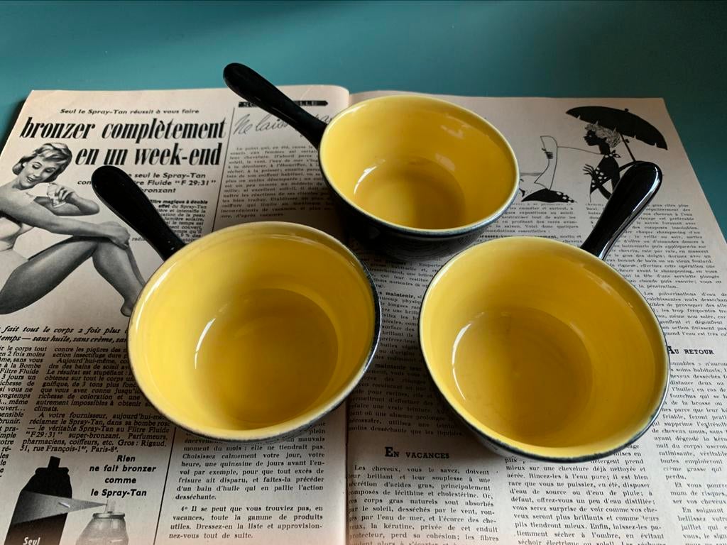 Villeroy & Boch vintage zwart -gele Biarritz schaaltjes, Antiek en Kunst, Ophalen of Verzenden