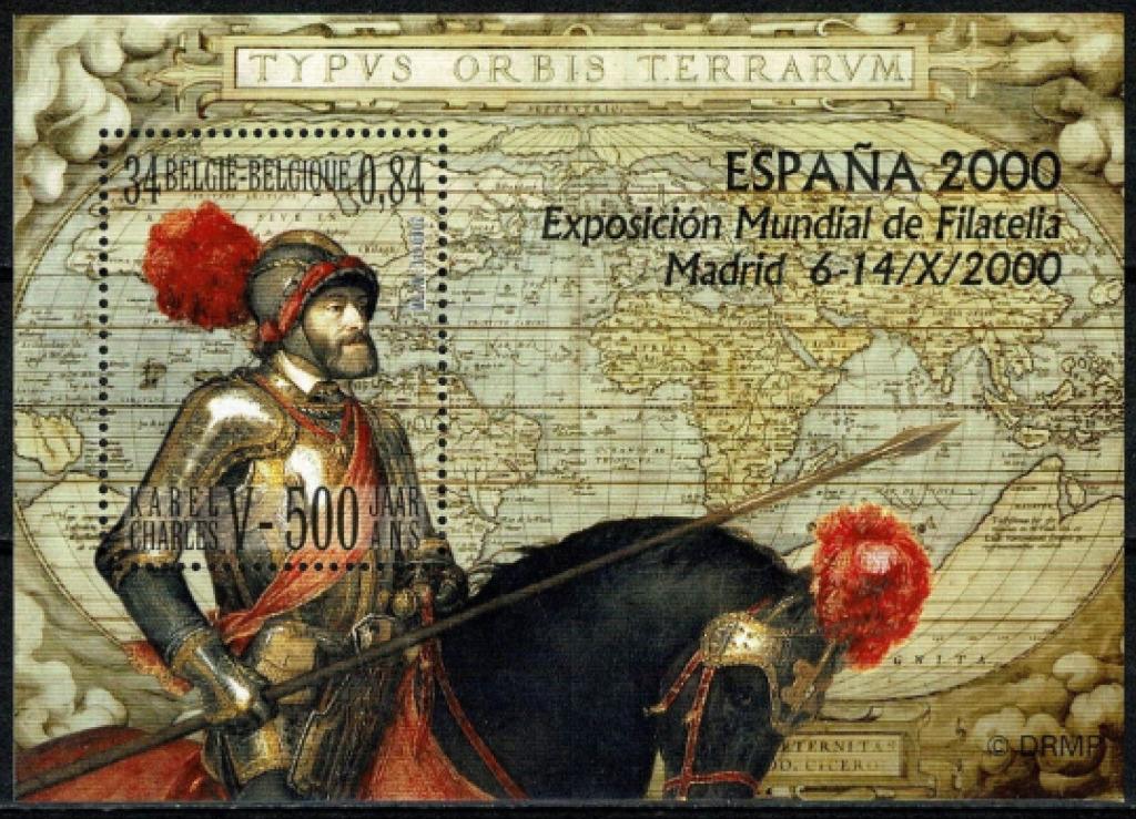 BL85A Postzegel Karel V te paard (Wereldkaart Ortelius), Verzenden, Frankeerzegel, Postfris