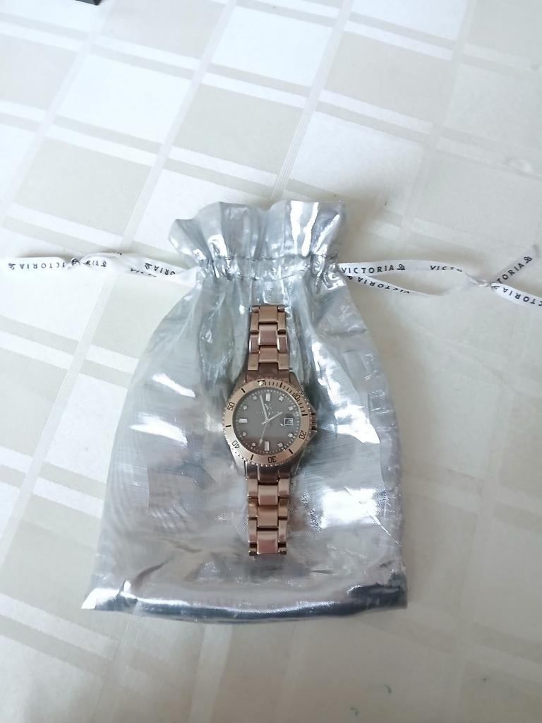 Victoria horloge brons met steentjes, Overige merken, Staal, Polshorloge, Ophalen of Verzenden