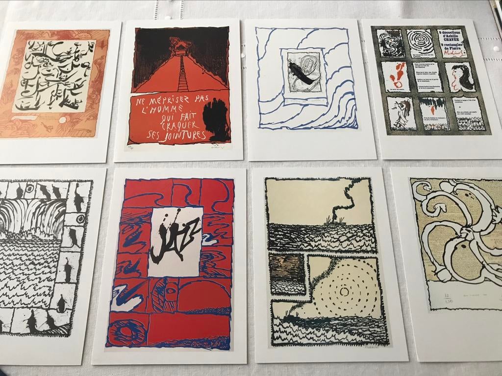 Pierre Alechinsky collectie 8 postkaarten enveloppe, Ophalen of Verzenden, Zo goed als nieuw, Schilder- en Tekenkunst