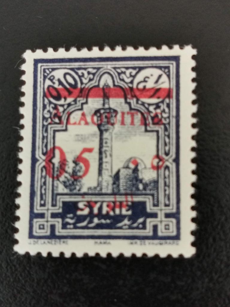 Alaouites 1928 - met rode opdruk - moskee, minaret Hama *, Ophalen of Verzenden, Postfris, Midden-Oosten