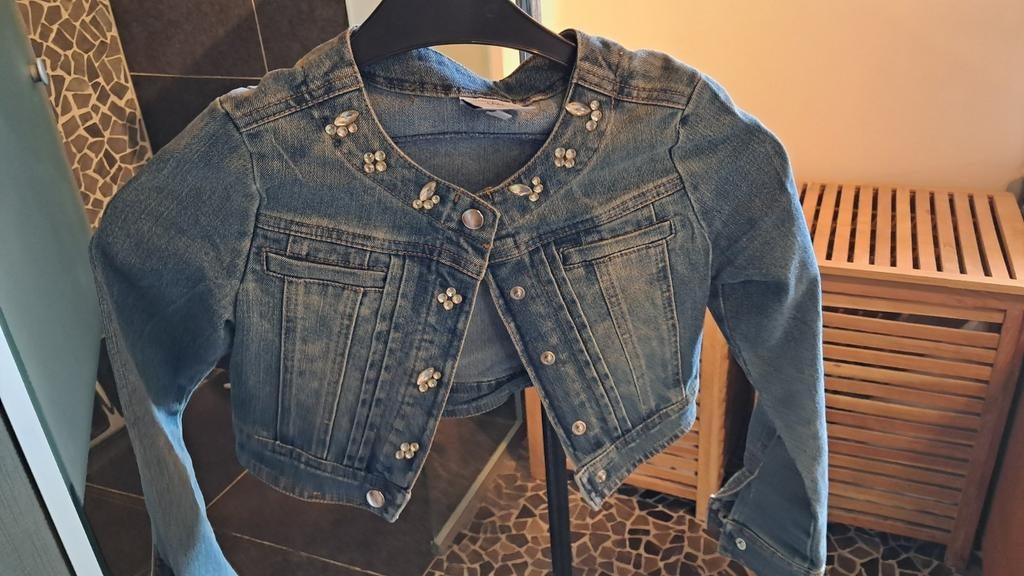Jeansjasje diamante blu 128, Ophalen of Verzenden, Zo goed als nieuw
