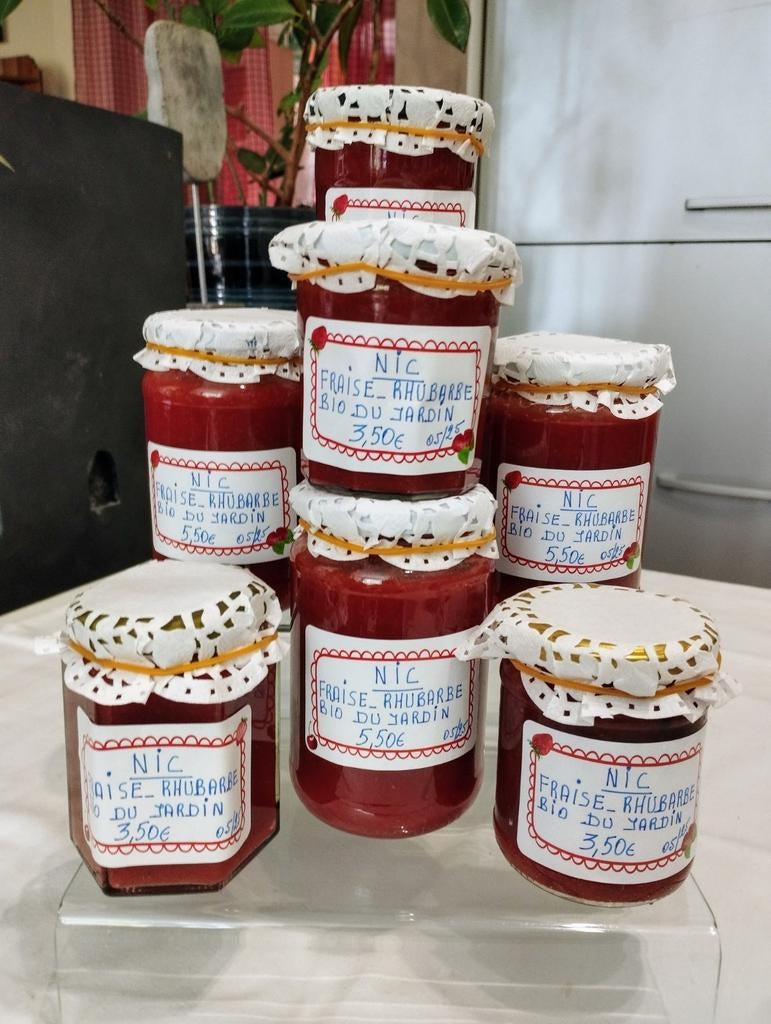 Confiture MAISON ARTISANALE à la FRAISE/RHUBARBE BIO, Ophalen