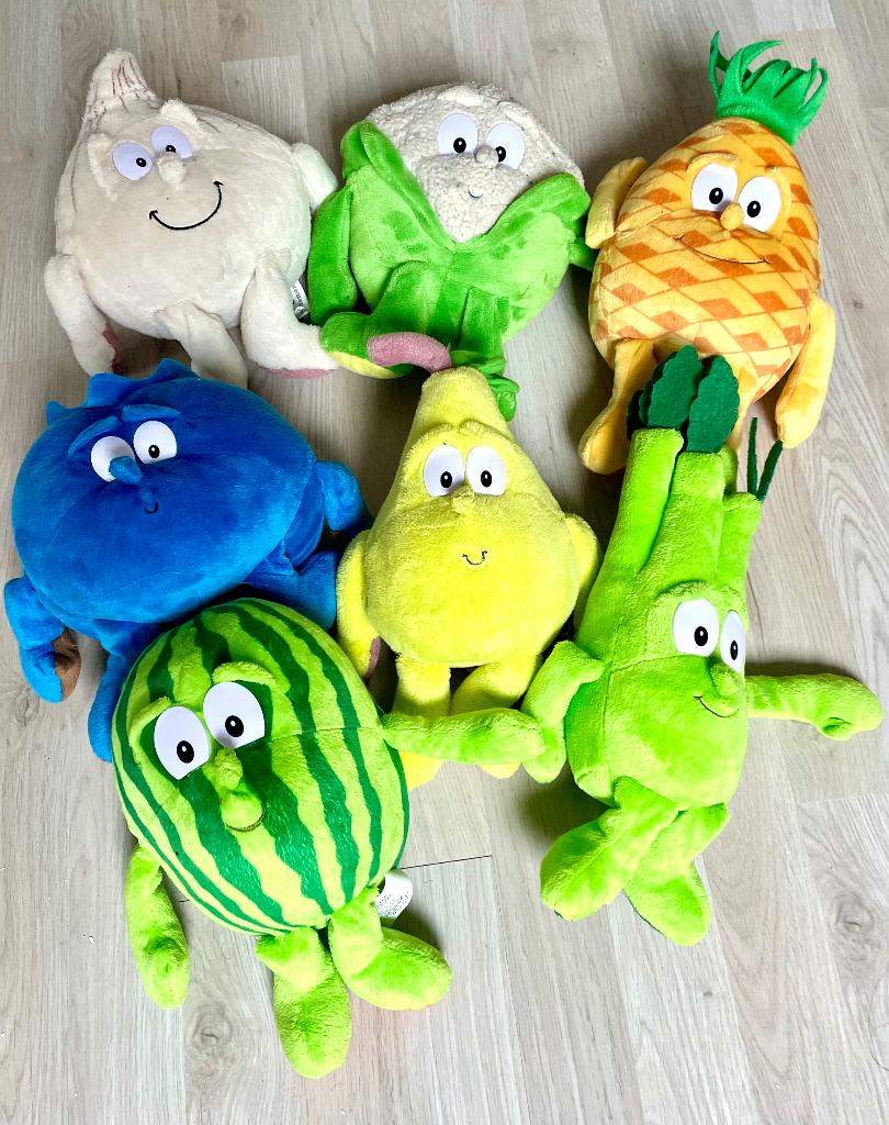 7 knuffels fruit/ groente, Kinderen en Baby's, Speelgoed | Knuffels en Pluche, Ophalen of Verzenden, Zo goed als nieuw