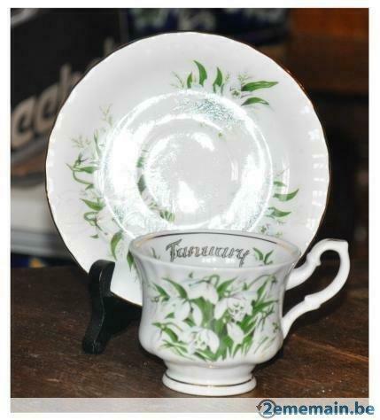 tasse avec sous tasse de collection au perce neige, Antiquités & Art