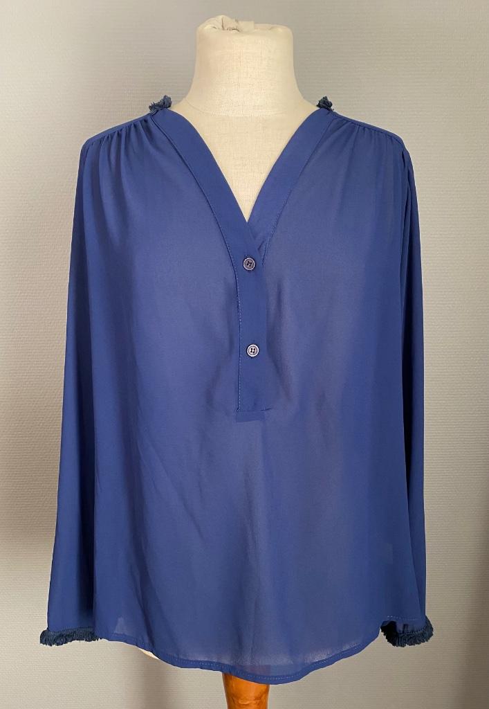 Blauwe transparante blouse Julie Mode maat XL - NIEUW, Kleding | Dames, Julie Mode, Maat 46/48 (XL) of groter, Nieuw, Verzenden