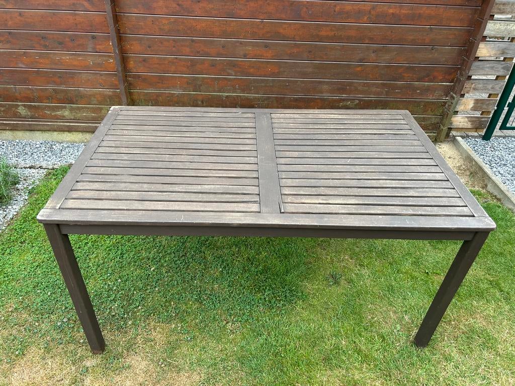 Tuintafel / bank en twee stoelen 100€ voor de set!, Tuin en Terras, Ophalen, Gebruikt, Rechthoekig, Hout