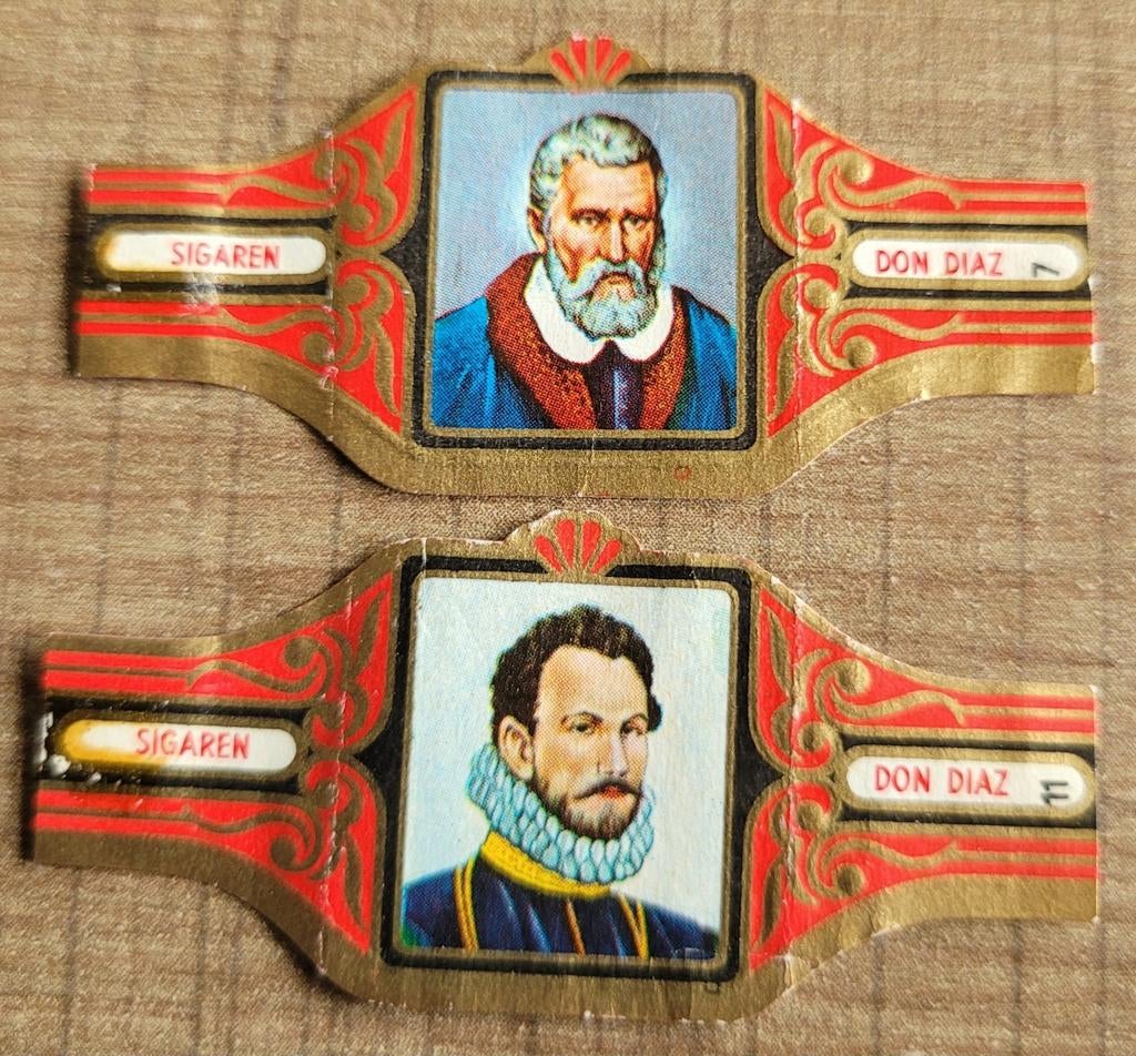 2 oude sigarenbandjes: Ontdekkingsreizigers, Enlèvement ou Envoi, Utilisé, Bagues de cigare