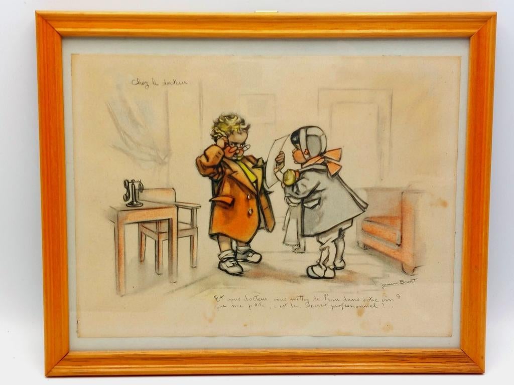 Ingekaderde gravure Germaine Bouret #3, Antiek en Kunst, Kunst | Etsen en Gravures, Ophalen