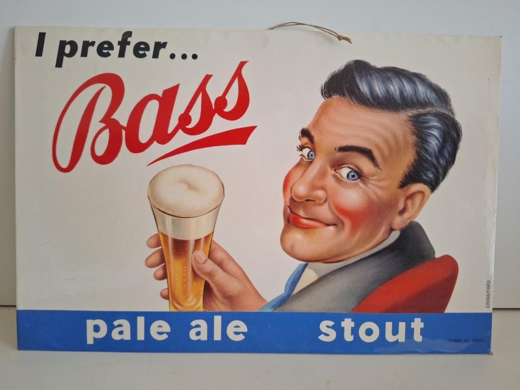 Prachtig oud karton reclamebord brouwerij Bass pale ale, Verzamelen, Ophalen of Verzenden