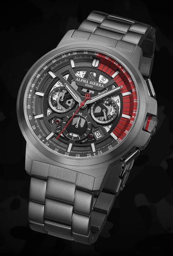 ALPHA SIERRA TITAN SPORTS CHRONO VAUT399€ ! NOUVEAU !, Enlèvement ou Envoi, Neuf, Noir