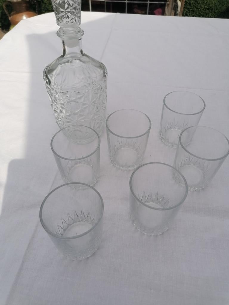 Karaf met 6 glaasjes Devalbor by Cerve, Enlèvement, Utilisé