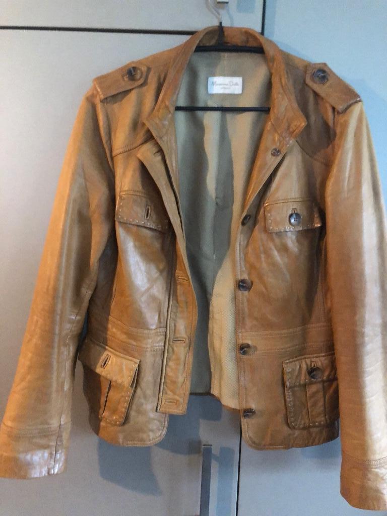 Massimo Dutti  Lams leder jas  zeer soepel vintage, Gedragen, Ophalen, Maat 38/40 (M), Bruin