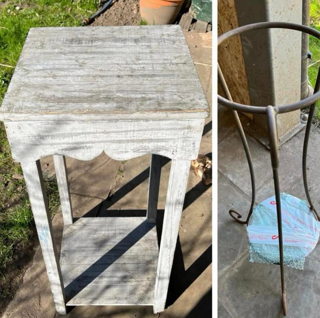 Petites table et pied en fer forgé, Enlèvement, Utilisé