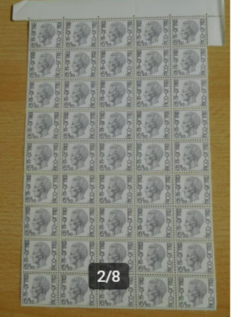 214 timbres 6,5 F Roi Baudouin, Envoi, Non oblitéré