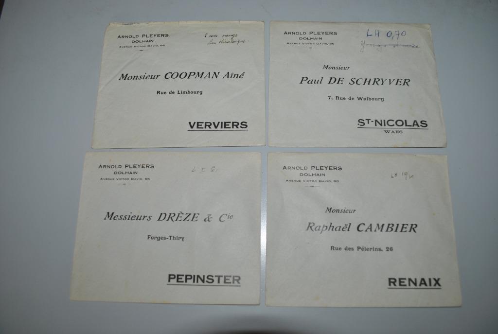 Belgique Enveloppes Arnold Pleyers/Dolhain, Verzenden