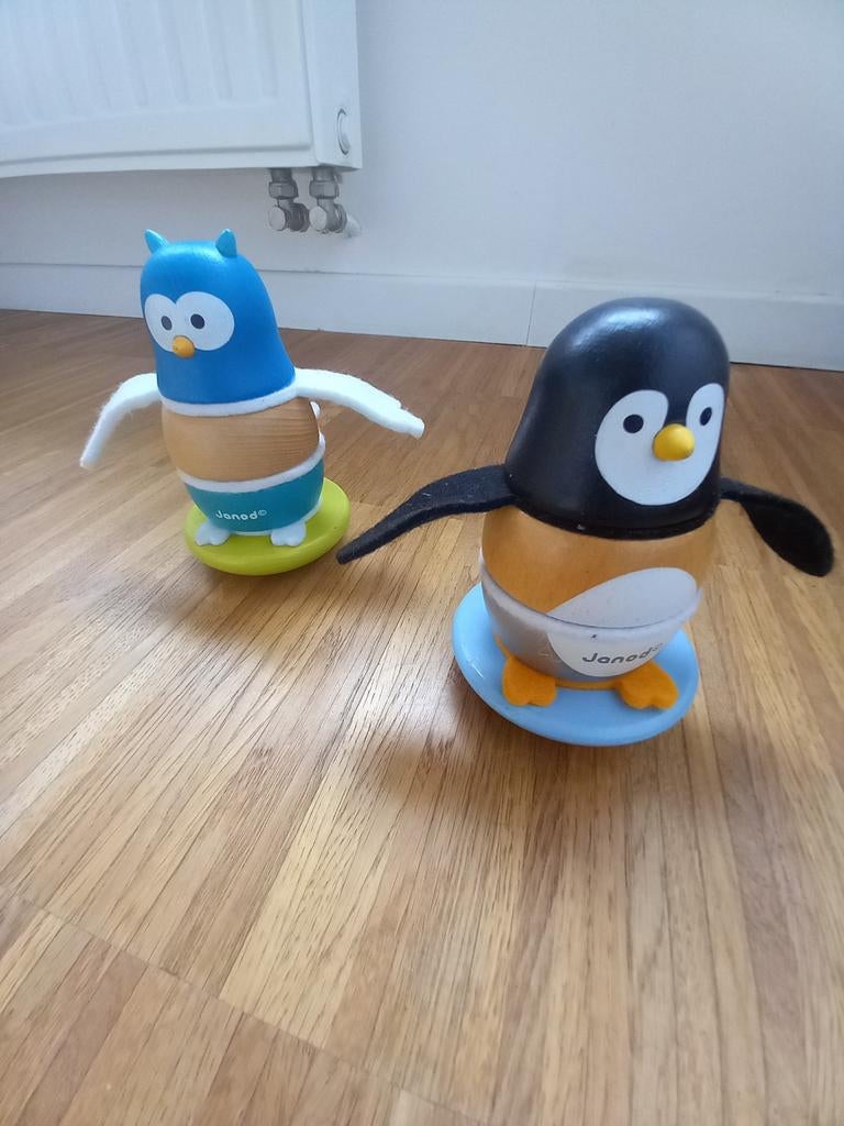 Janod 2 Stapeltuimelaars Pinguin en Uil (Hout), Enlèvement ou Envoi, Utilisé
