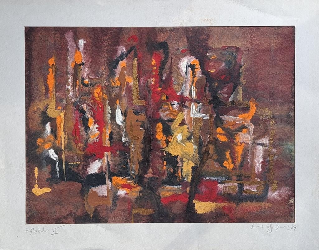 Abstract modern kunstwerk uit 1974 - gesigneerd, Enlèvement ou Envoi