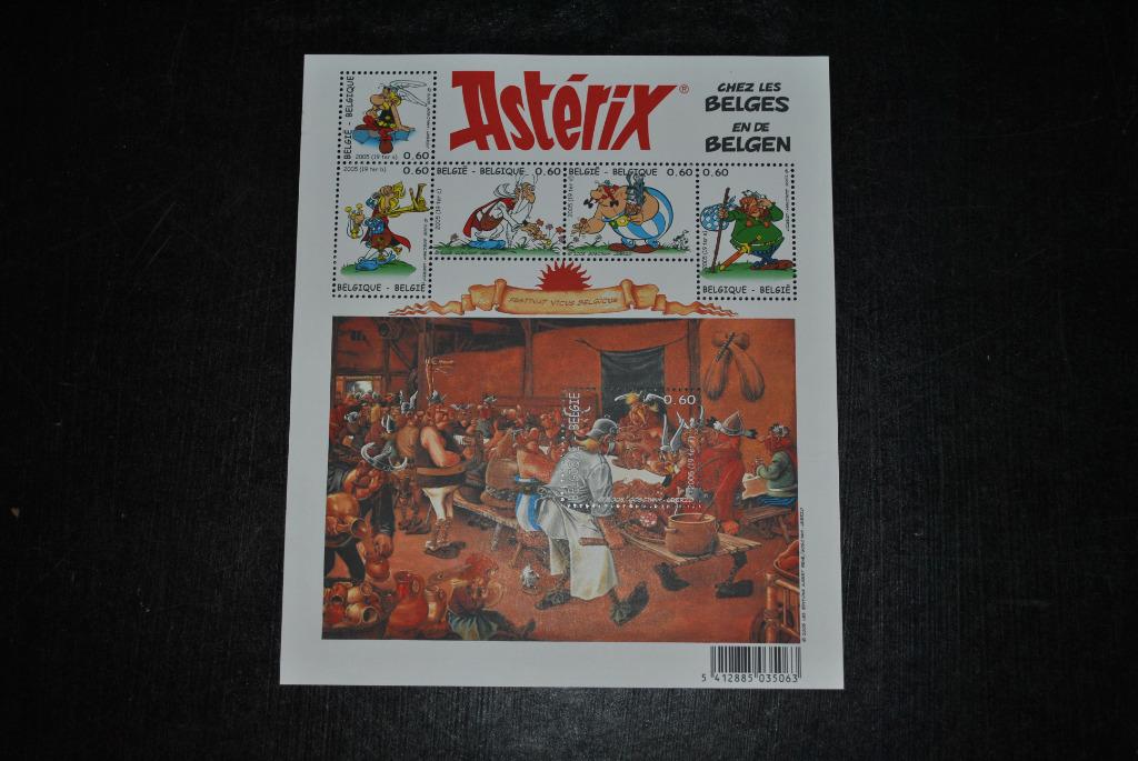 Feuillet 6 timbres Belgique Astérix chez les Belges Uderzo, Enlèvement ou Envoi, Astérix et Obélix, Comme neuf, Autres types