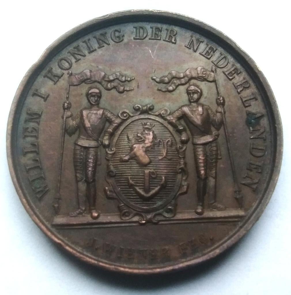 penning Wiener 1839 Venlo terug aan Nederland gegeven, Ophalen of Verzenden, Brons