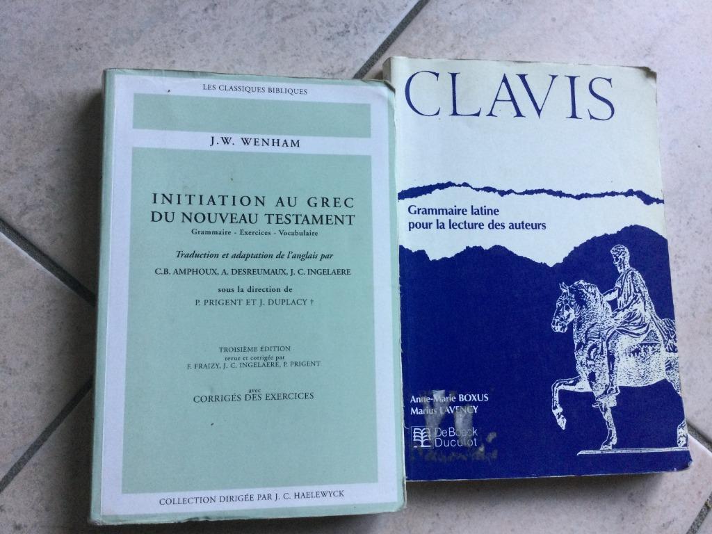 "GREC DU NOUVEAU TESTAMENT"GRAMMAIRE LATINE"CLAVIS, Enlèvement ou Envoi, WENHAM/CLAVIS