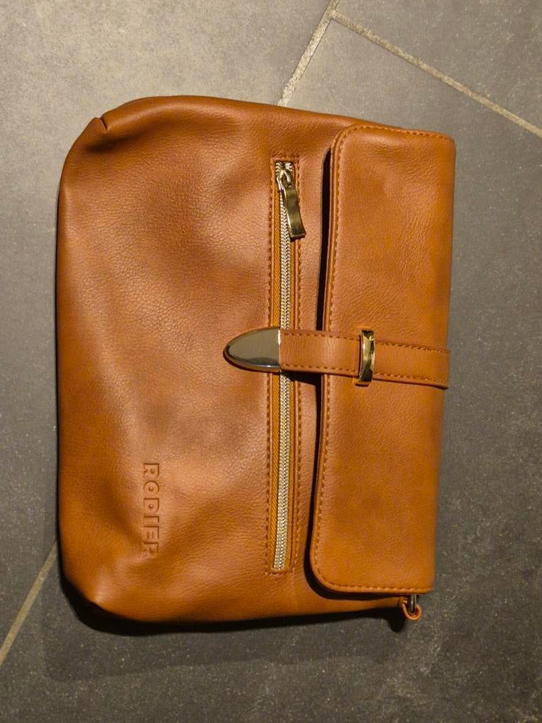 Vintage bruine leren Rodier-tas uit de jaren 90, Handtassen en Accessoires, Tassen | Damestassen, Ophalen of Verzenden