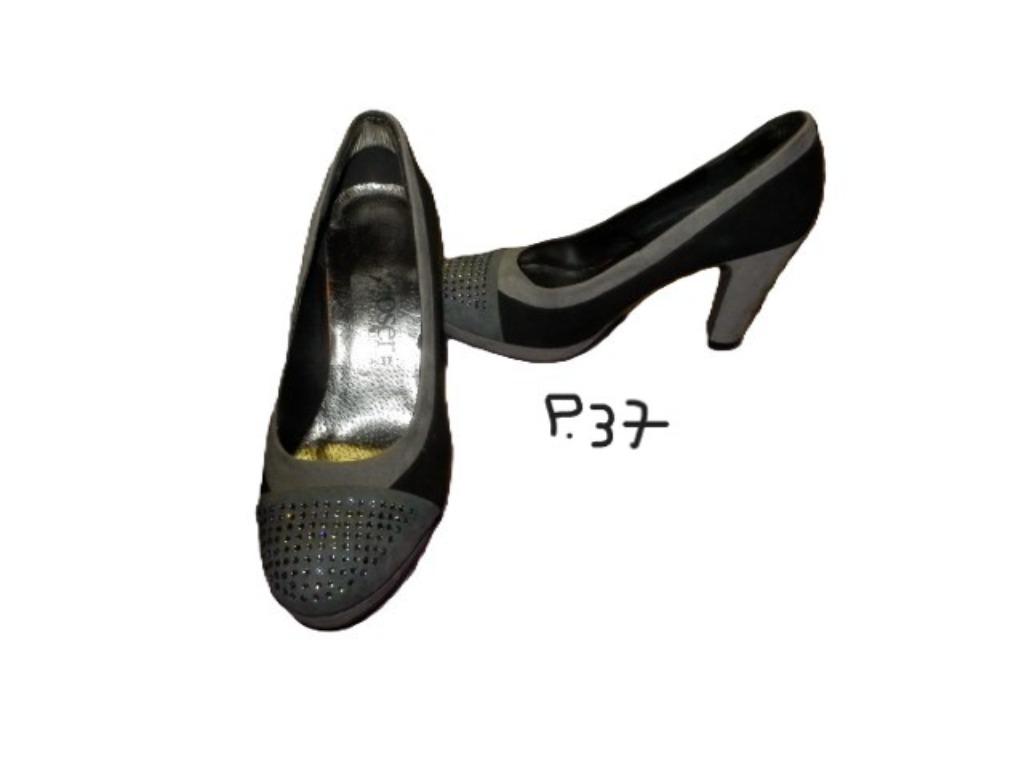 (28) - escarpins femme p.37 noir gris - chausséa -, Enlèvement ou Envoi, Escarpins, Noir, Chaussea