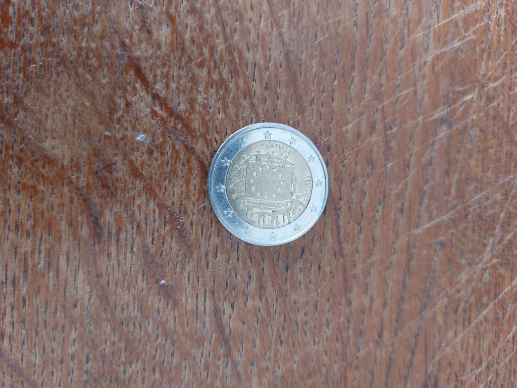 Pièce 2 euros commémorative Lettonie drapeau européen, Enlèvement ou Envoi, Monaco, 2 euros, Monnaie en vrac