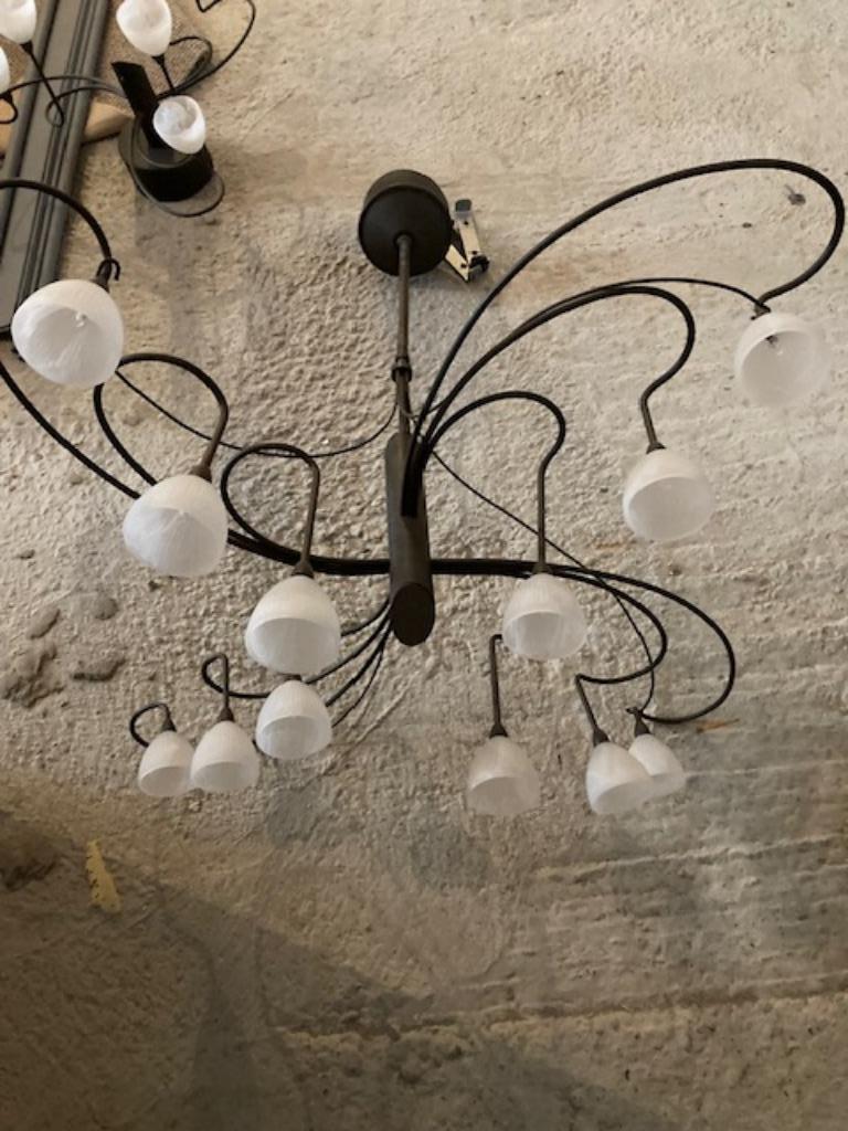 luchters in koper 2 stuks, Ophalen, Zo goed als nieuw, Glas, Landelijk