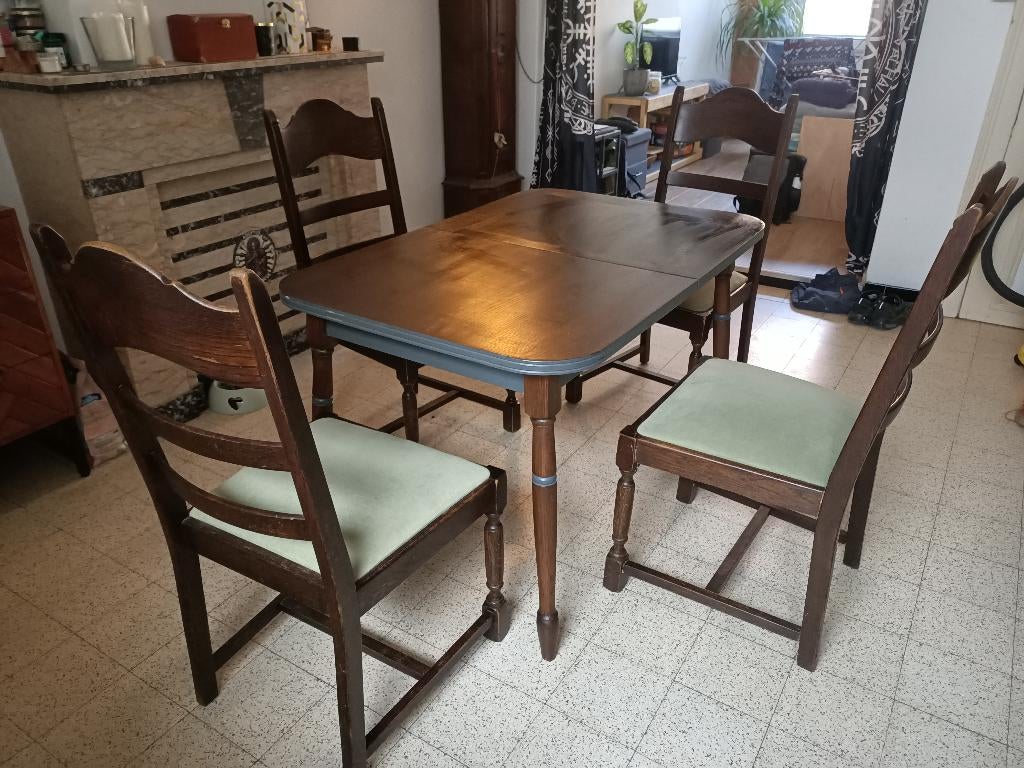 Table + 4 chaises, Huis en Inrichting, Tafels | Eettafels, Gebruikt, 50 tot 100 cm, 100 tot 150 cm, Vijf personen of meer, Rechthoekig