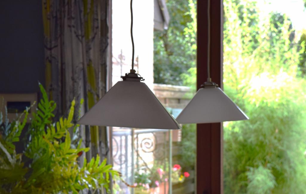 set van 2 vintage hanglampen,  eettafel, Huis en Inrichting, Lampen | Hanglampen, Ophalen of Verzenden, Minder dan 50 cm, Jaren 70