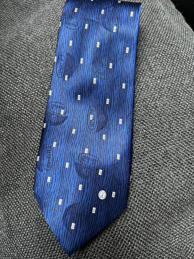 Dunhill Cravate soie bleue motifs, Enlèvement ou Envoi