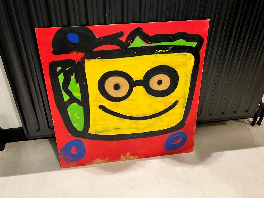 Spuitverf schilderij (van mijn 8 jarige zoon), Antiek en Kunst, Kunst | Schilderijen | Modern, Ophalen