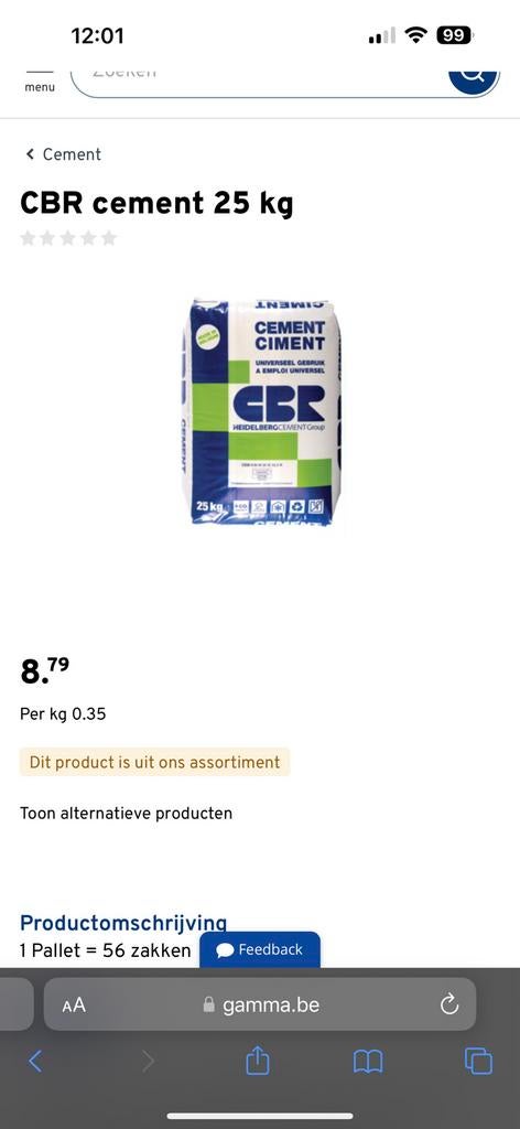 CBR Cement, Doe-het-zelf en Bouw, Ophalen, Zo goed als nieuw