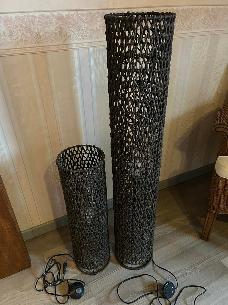 2 lampadaires en rotin noir, Enlèvement, Comme neuf