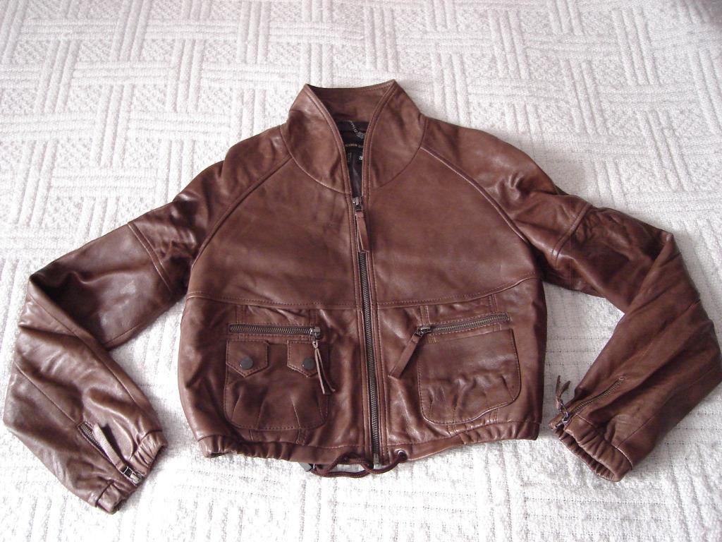 Nieuw leren jack van Mango, Maat 38/40 (M), Mango, Bruin, Nieuw