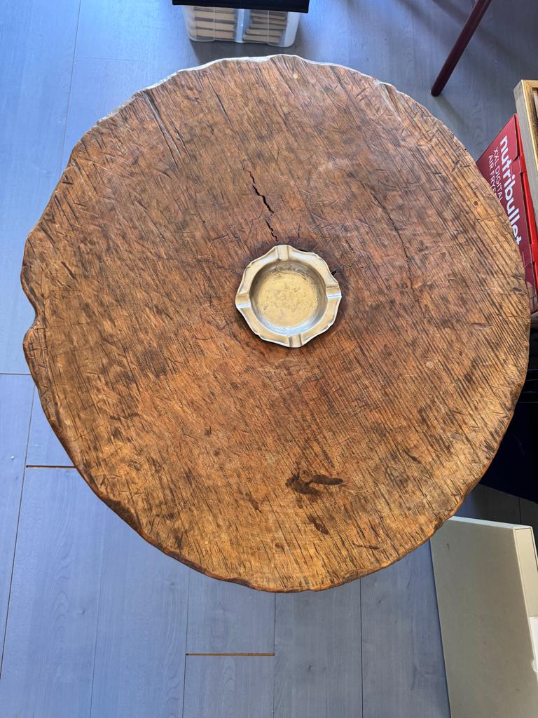 Table rustique en bois avec structure en métal, Moins de 50 cm, Rond, 50 à 100 cm, Comme neuf